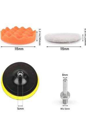 Pasta Cila Yün Polisaj Süngeri Pedi Seti 115 Mm Oto Parlatma Parlatıcı Çizik Giderici 12 Parça