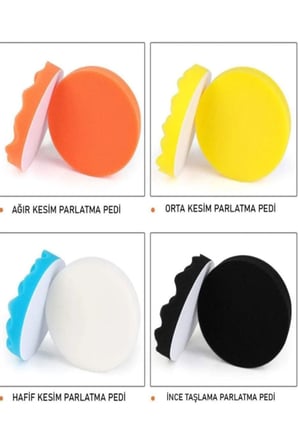 Pasta Cila Yün Polisaj Süngeri Pedi Seti 115 Mm Oto Parlatma Parlatıcı Çizik Giderici 12 Parça