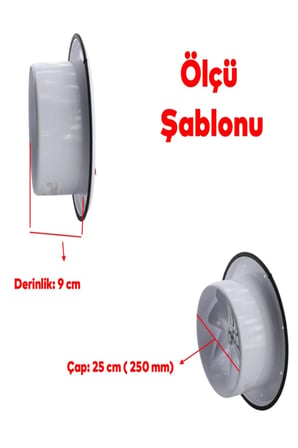 Havalandırma Aspiratörü Kapaklı Vantilatör 250 Mm Banyo Wc Işyeri Fanı Kirli Hava Kötü Koku Metal.