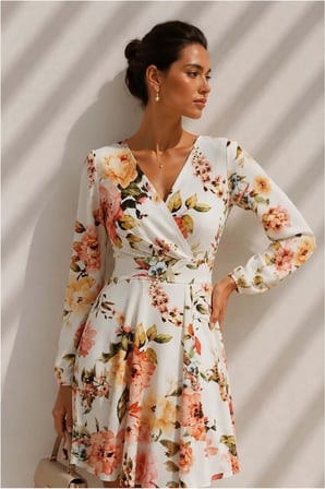 Bezos Kruvaze Elbise Kollu Mini Abiye Yaka Uzun · Renk: Pembe · Beden: L BTKFZ