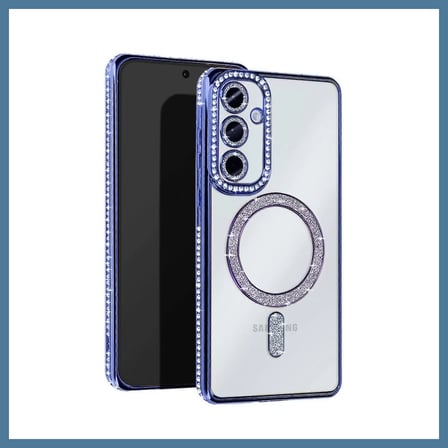Bezos Samsung Galaxy A55 5G Uyumlu Joke Simli Magneticsafe Kılıf - Mavi BTKFZ