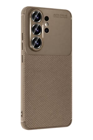 Bezos Samsung Galaxy S26 Ultra Uyumlu Auto Focus Karbon Kapak - Kahverengi BTKFZ