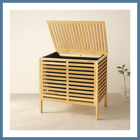 Bezos Kalın Bambu Çamaşır Sepeti 50x38x55 cm (Kumaş Torbalı) BTKFZ