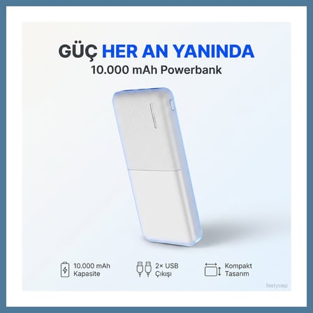 Bezos Snapmax -3009 Beyaz 10.000 Mah Powerbank 2X USB Çıkışlı 1 Type-C ve 1 Micro Girişli BTKFZ