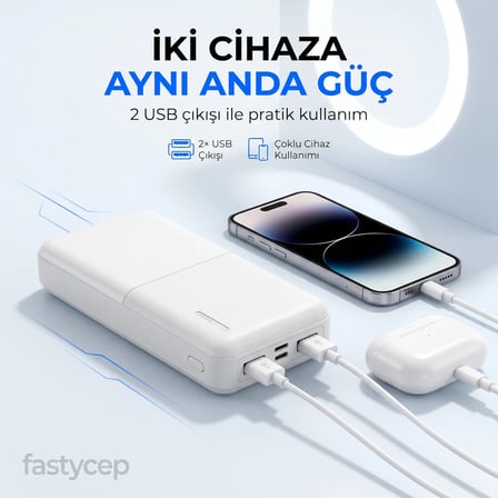 Bezos Snapmax -3009 Beyaz 10.000 Mah Powerbank 2X USB Çıkışlı 1 Type-C ve 1 Micro Girişli BTKFZ