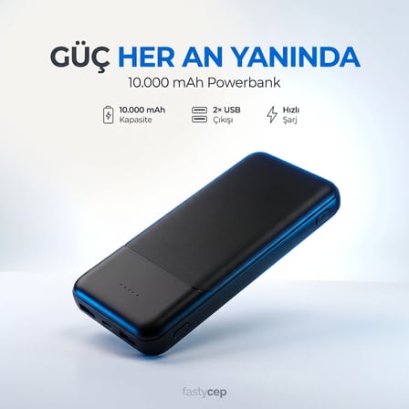 Bezos SnapMax -3008 Siyah 10.000 mah Powerbank 2x USB Çıkışlı 1 Type-C ve 1 Micro Girişli BTKFZ