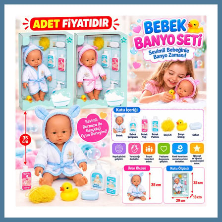 Bezos 030031 NessiWorld Banyo Zamanı Bebek Seti, 35 cm / +3 yaş adet fiyatıdır BTKFZ