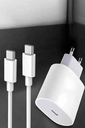 Şarj Aleti İOS 15/15 Pro Max Uyumlu Şarj Adaptörü ve Kablosu