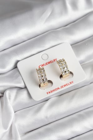 14K Gold Renk Kaplama Zirkon Taşlı CM Kadın Küpe 5886