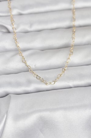 CM 14K Gold Renk Kalp Zincirli 60 cm Kadın Kolye 5886