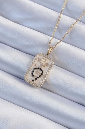 316L Çelik Zincir Altın Renk Zirkon Taşlı Minimal Papatya Figürlü Tarot Kolye 