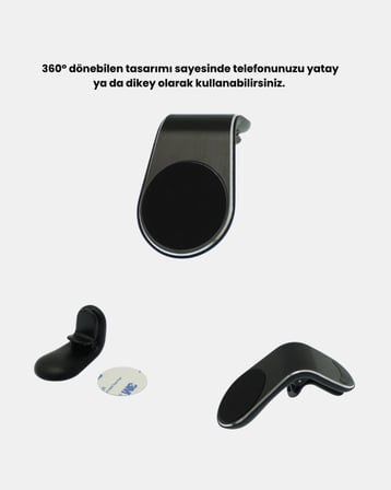 Araç İçi Manyetik Telefon Tutucu Güçlü Klipsli ve 360 Derece Ayarlanabilir