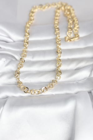 CM 14K Gold Renk Kalın Halka Zincirli 60 cm Kadın Kolye 5886