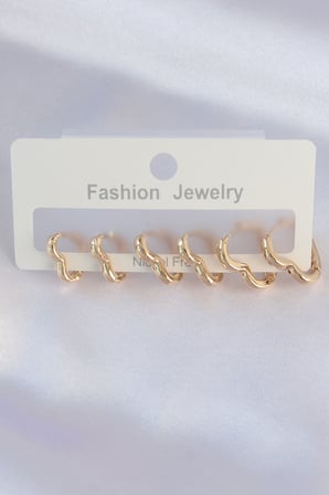 Pirinç Gold Renk Kalp Model Küpe Seti 5886