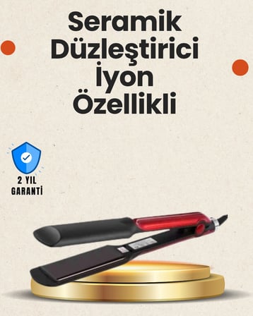 Elektriklenmeyi Azaltan İyonlu Saç Düzleştirici – Titanyum Plaka ve Şık Tasa
