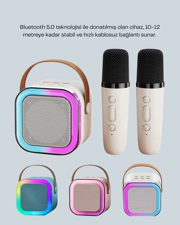 Bluetooth 5.0 Destekli Kablosuz Karaoke Hoparlör
