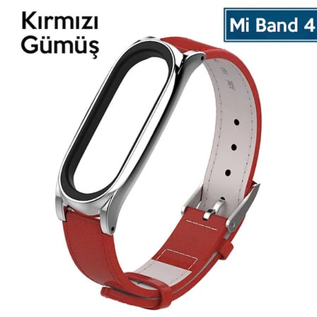 Mijobs Xiaomi Mi Band 5-4 Pu Deri Kayış Kordon-(5775)