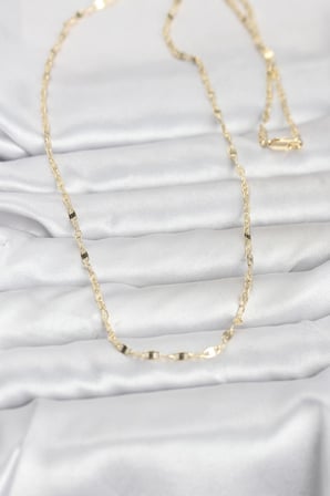 CM 14K Gold Renk Yassı Gemici Zincir Model 60 cm Kadın Kolye 5886