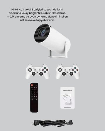Projeksiyon Cihazı 4K Destekli Kablosuz Bağlantılı Bluetooth 5.0
