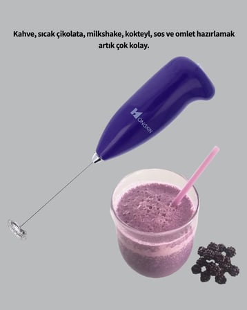 Mini Pilli Portatif Karıştırıcı – Cappuccino Latte Frappe ve Kahve Köpürtü