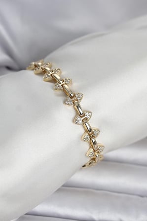 Pirinç Gold Renk Zirkon Taşlı Kadın Bileklik 5886