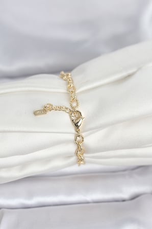 CM 14K Gold Renk Lazerli Halka Model Kadın Bileklik 5886