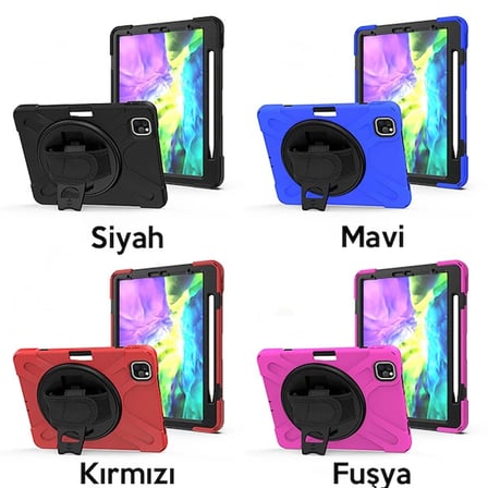 iPad Air 4. Nesil 10.9 Kılıf Shockproof 3 Katmanlı Standlı Zırh Kılıf Kalem Y