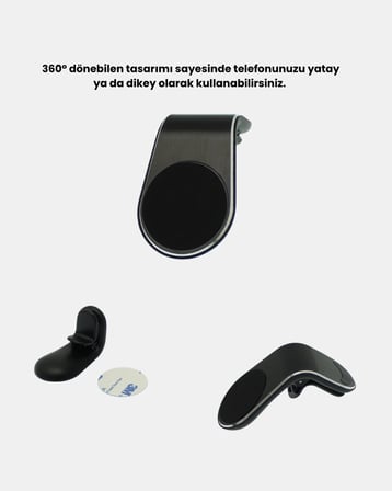 Araç İçi Manyetik Telefon Tutucu Güçlü Klipsli ve 360 Derece Ayarlanabilir