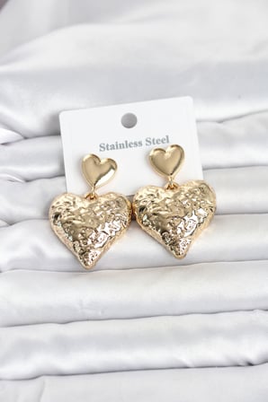 316L Çelik Gold Renk Kalp Model Kadın Küpe 5886