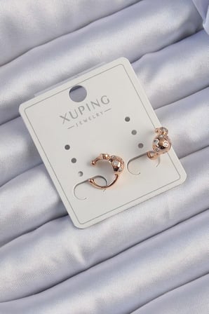 Xuping Rose Renk Zirkon Taşlı Bombeli Topçuk Earcuff Küpe 5886