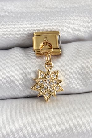 316L Çelik Sallantılı Zirkon Taşlı Yıldız Model Gold Renk Nomination Charm 58