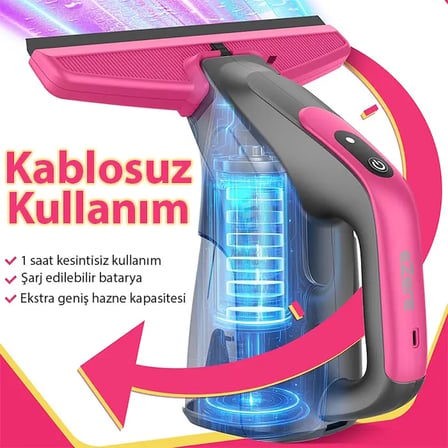 Ezere ClearView Şarjlı Cam Temizleyici Silme Makinesi Mikrofiber Başlıklı-(5775