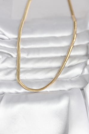 CM 14K Gold Renk Yassı Yılan Zincir Model 45 cm Kadın Kolye 5886