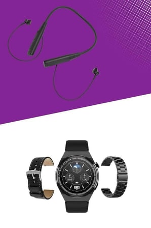 Alarm ve Titreşim Özellikli Akıllı Saat ve Mikrofonlu Kablolu Bluetooth Kulaklı