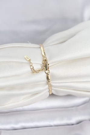 CM 14K Gold Renk Yassı Zincir Model Kadın Bileklik 5886