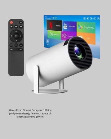 Full HD 4K Destekli Akıllı Projeksiyon – 130 inç Ekran Uzun Ömürlü Ampul ve 