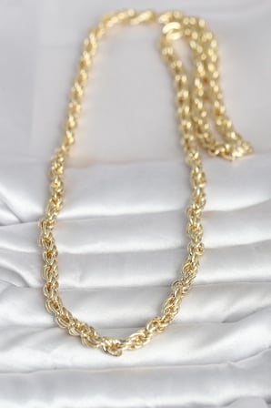 CM 14K Gold Renk Kalın Burgu Zincirli Model 60 cm Kadın Kolye 5886