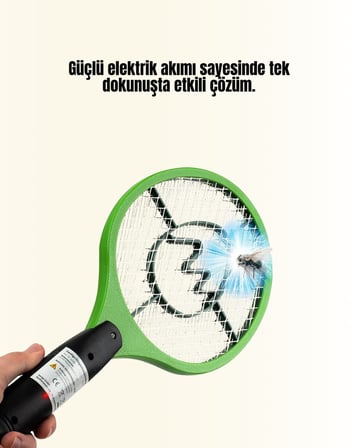 Pil ile Çalışan Elektrikli Sivrisinek Raketi | Kimyasal İçermeyen Hijyenik Çö