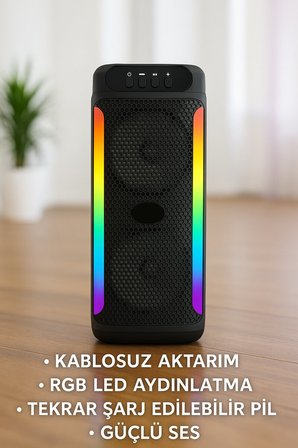 Yüksek Ses Güçlü Kablosuz Hoparlör Karaoke Mikrofonlu