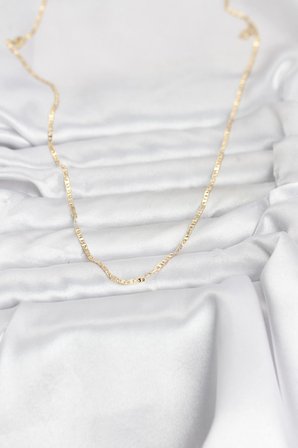 CM 14K Gold Renk Yassı Zincir Model 60 cm Kadın Kolye 5886