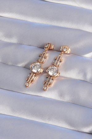 XUPİNG Rose Renk Zirkon Taşlı Geometrik Sallantılı Küpe 5886