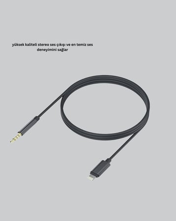 Lightning to 3.5mm Aux Ses Dönüştürücü Kablo 1 Metre Stereo Uyumlu