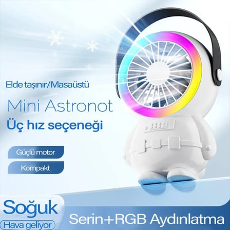 Ally Şarjlı Astronot Fan Vantilatör Taşınabilir El - Masa Üstü Vantilatör 15