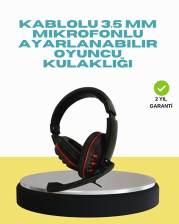 Kırmızı Işıklı Oyun Kulaklığı Kablolu Mikrofonlu Profesyonel