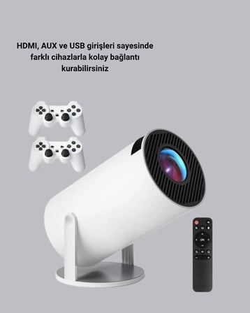 4K Wi-Fi 6 Projeksiyon Cihazı – 10.000+ Oyun Desteği Kablosuz Bağlantı ve Çok