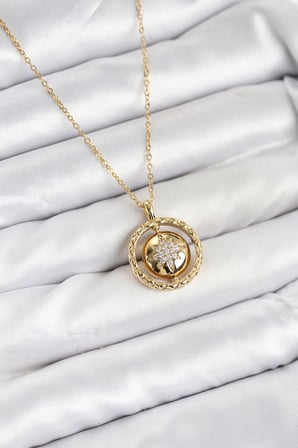 316L Çelik Zincir Gold Renk Kutup Yıldızı Model Kadın Kolye 5886