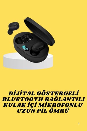 TWS Bluetooth Kulaklık Kulak İçi Kablosuz Dijital Göstergeli Çağrı Cevaplayab