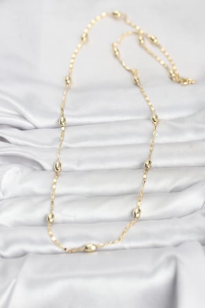 CM 14K Gold Renk Damla Topçuklu Zincir Model 60 cm Kadın Kolye 5886