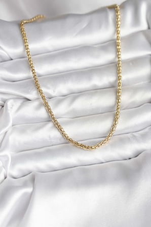 14K Gold Renk Kaplama Boru Zincir Model CM Kadın Kolye 5886