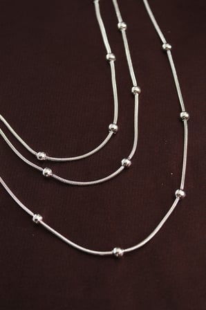 316L Çelik Gümüş Renk Minimal Topçuk Model Çoklu Kolye 5886